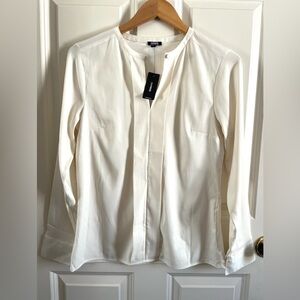 Express Cream Button-Up Long Sleeve Blouse